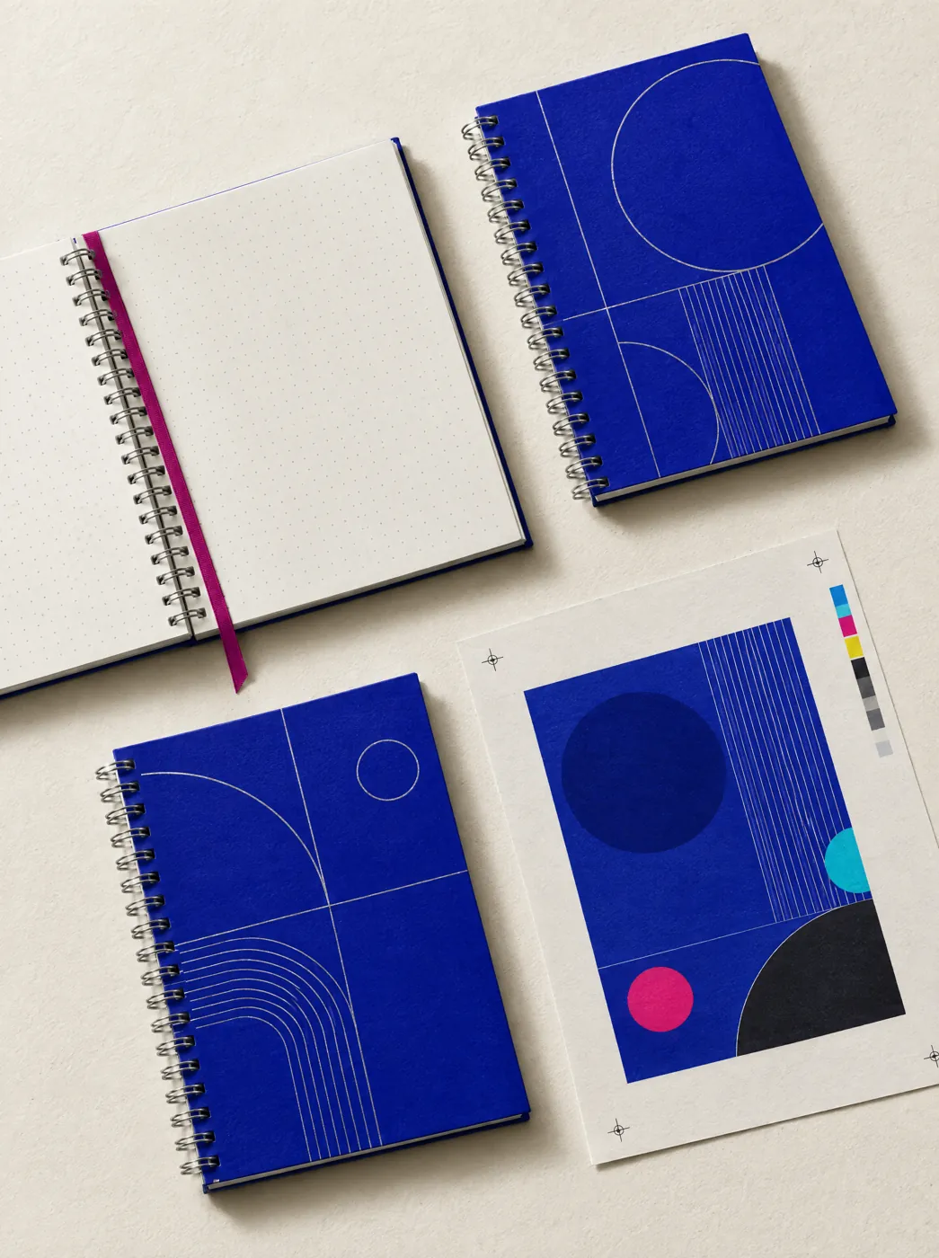 Libretas azules con wire-o y stamping plateado
